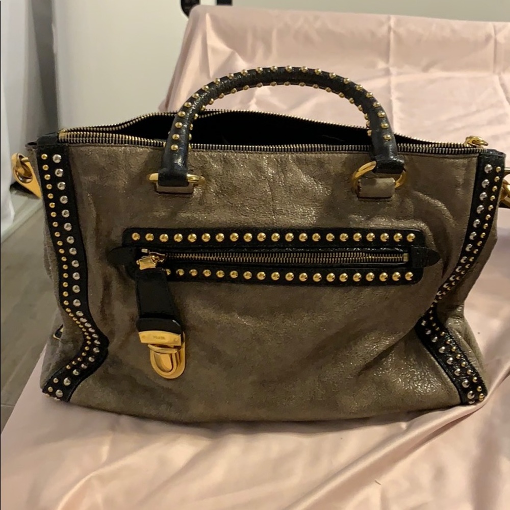 Authentic Prada Studded Saffiano Bag